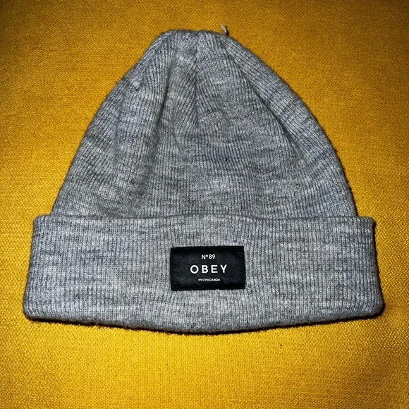 Obey | Accessories | Obey Heather Gray Knit Beanie | Poshmark display picture 3